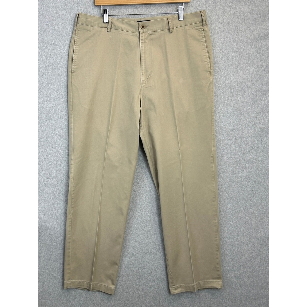 Lands End Chino Pants Trousers Khaki Straight Leg Twill Office Prep Men 38 x 30